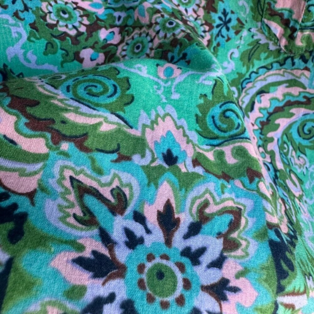 J. Crew Green Printed 100% Cotton 3/4 Sleeve Midi Dress Women's Size S. - Picture 5 of 8